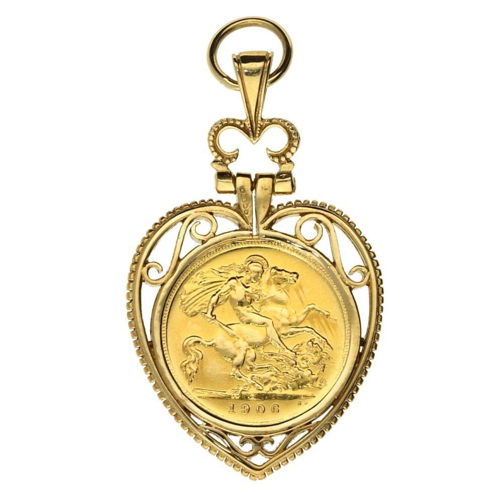 1906 Gold Half-Sovereign Heart Pendant - 8.4g