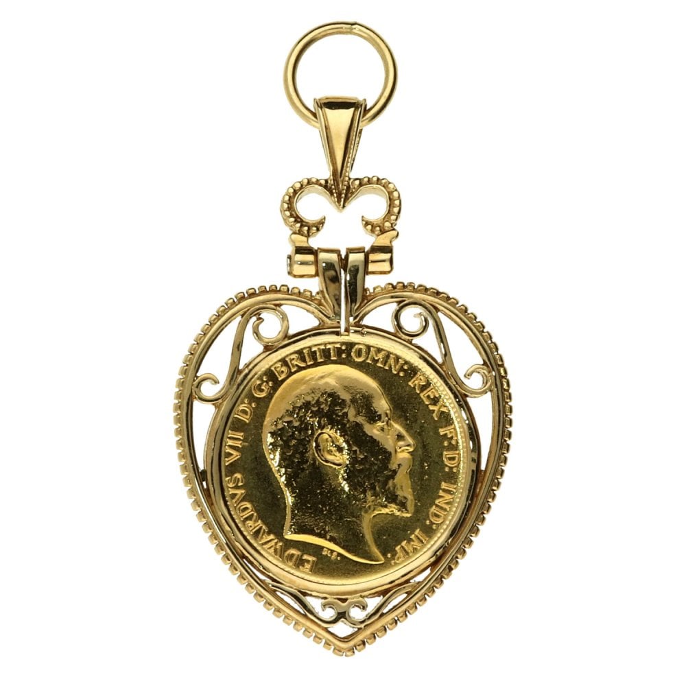 1906 Gold Half-Sovereign Heart Pendant - 8.4g