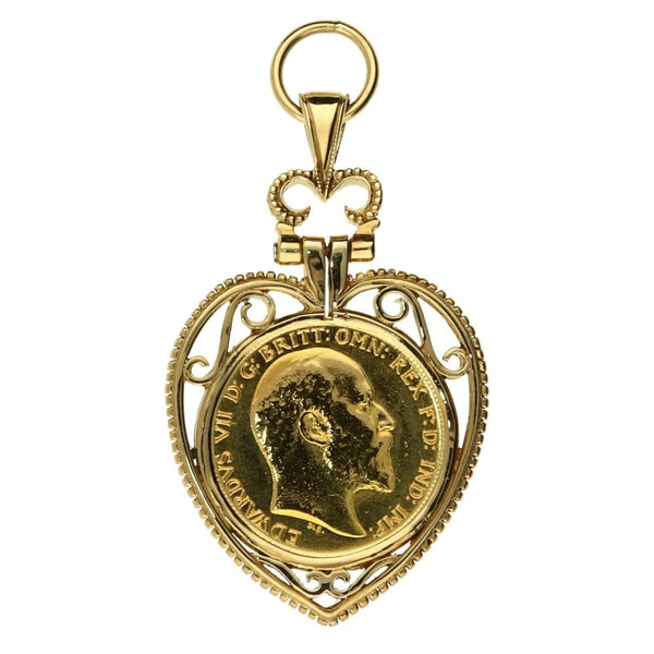 1906 Gold Half-Sovereign Heart Pendant - 8.4g