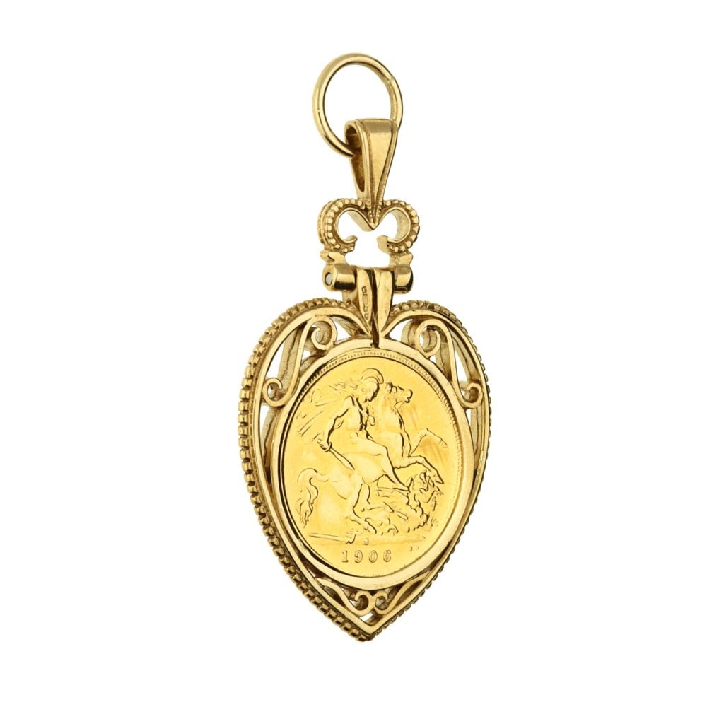 1906 Gold Half-Sovereign Heart Pendant - 8.4g