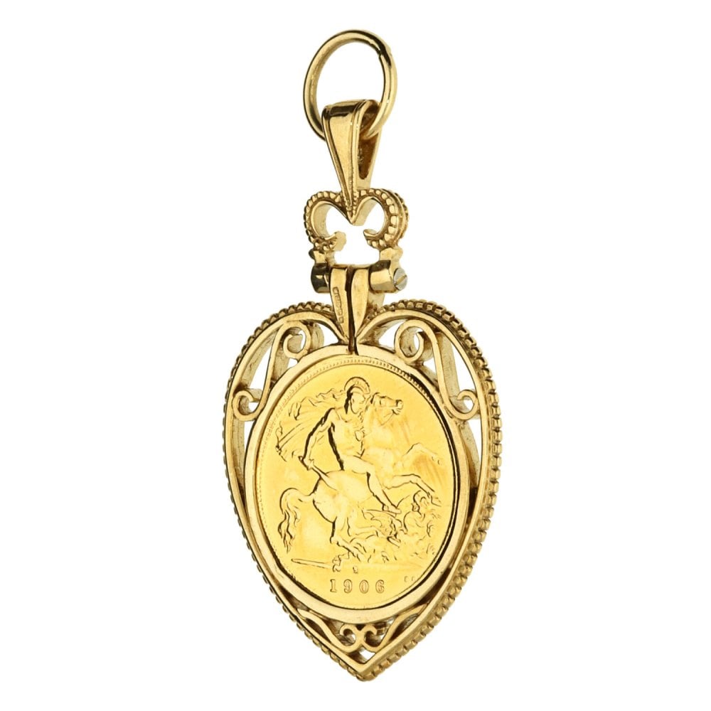 1906 Gold Half-Sovereign Heart Pendant - 8.4g