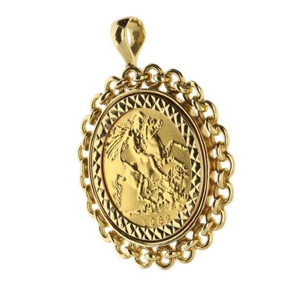 1982 Gold Half-Sovereign Pendant - 7.3g