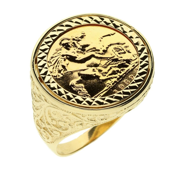 1982 Gold Half-Sovereign Ring - 10.4g