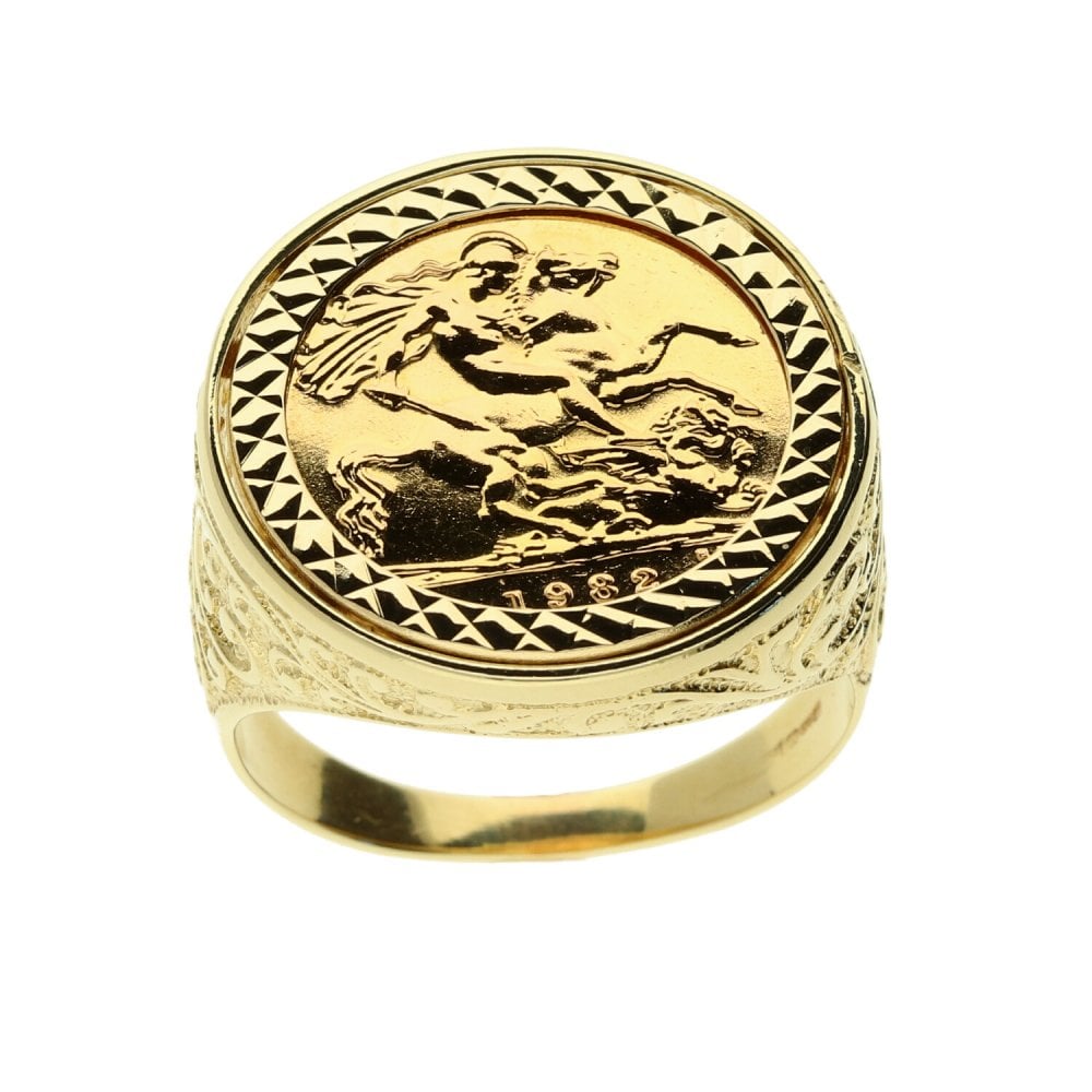 1982 Gold Half-Sovereign Ring - 10.4g