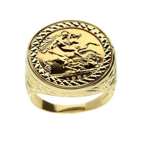 1982 Gold Half-Sovereign Ring - 10.4g