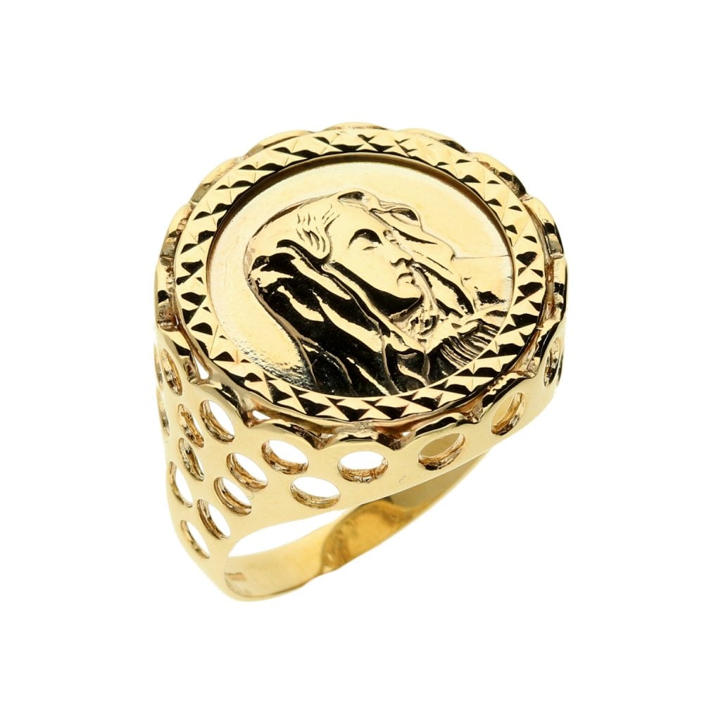 9ct Yellow Gold Madonna Ring - 8.3g