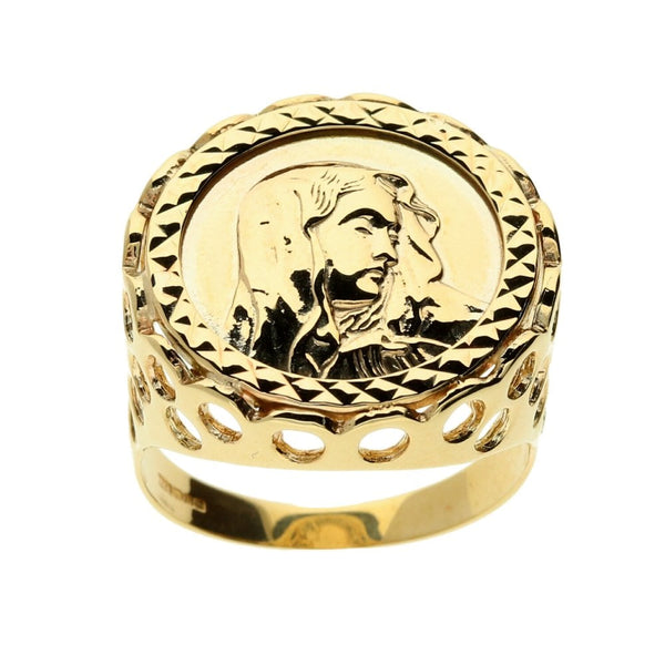 9ct Yellow Gold Madonna Ring - 8.3g