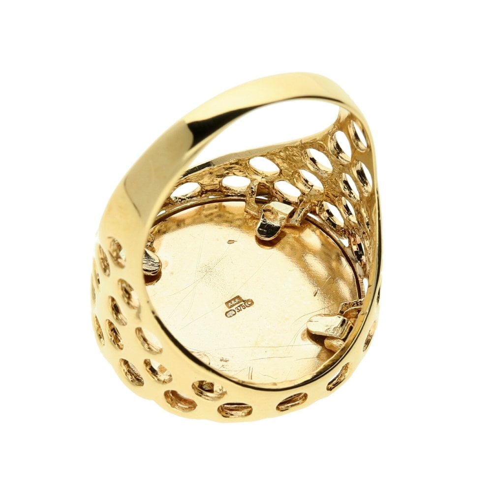 9ct Yellow Gold Madonna Ring - 8.3g