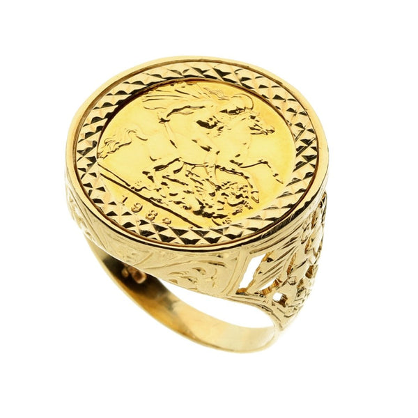 1982 Half-Sovereign Coin Ring - 9.10g
