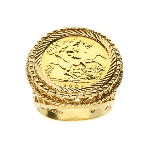 1982 Gold Half-Sovereign Ring - 9.8g