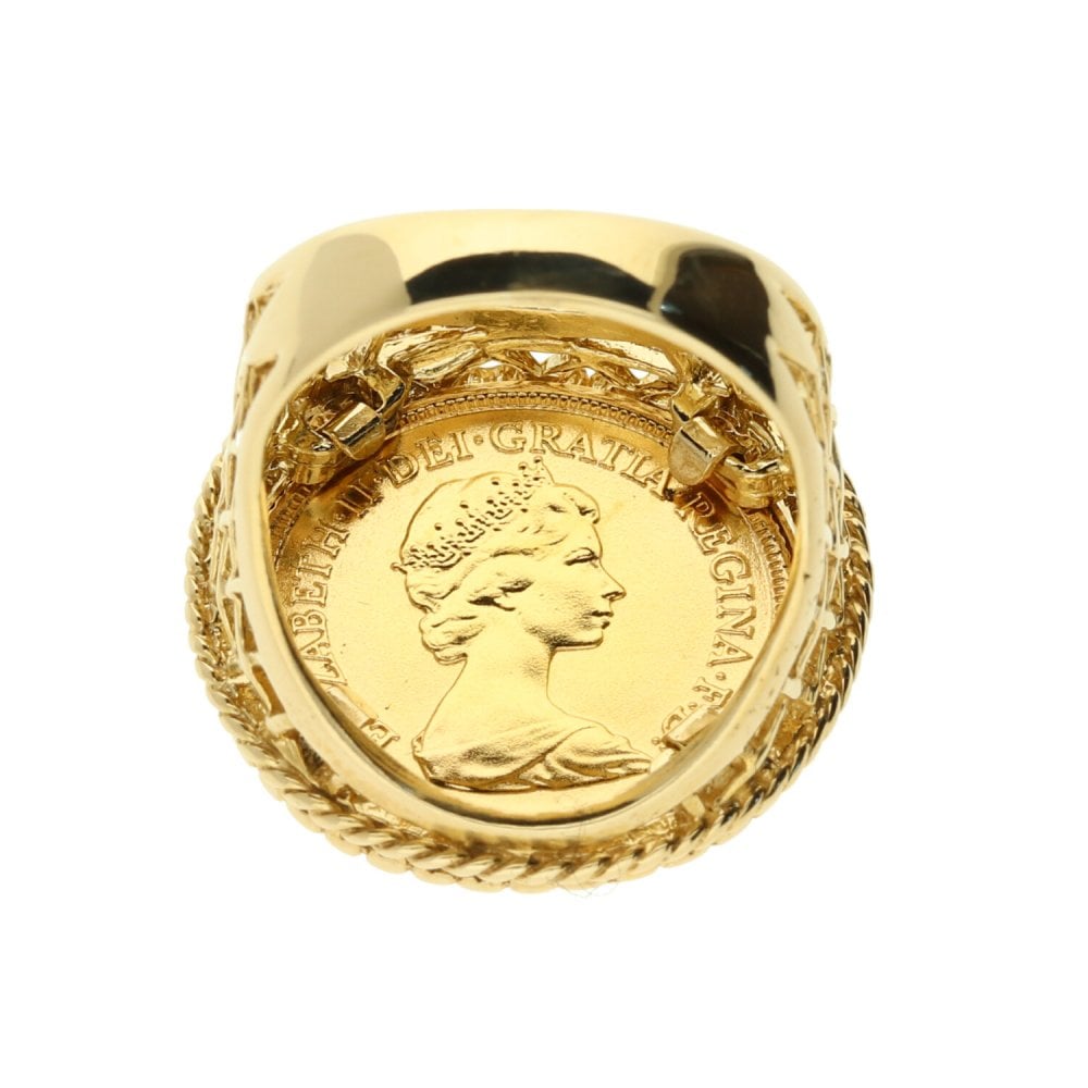 1982 Gold Half-Sovereign Ring - 9.8g