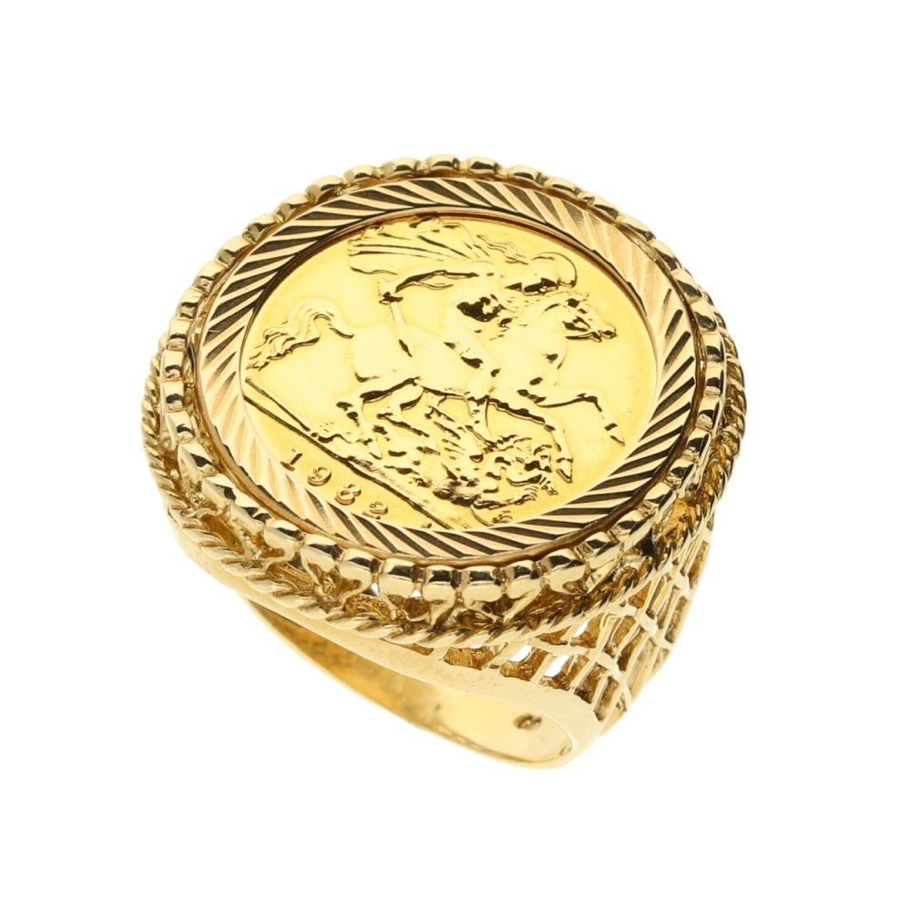 1982 Gold Half-Sovereign Ring - 9.8g