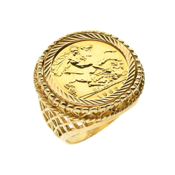 1982 Gold Half-Sovereign Ring - 9.8g