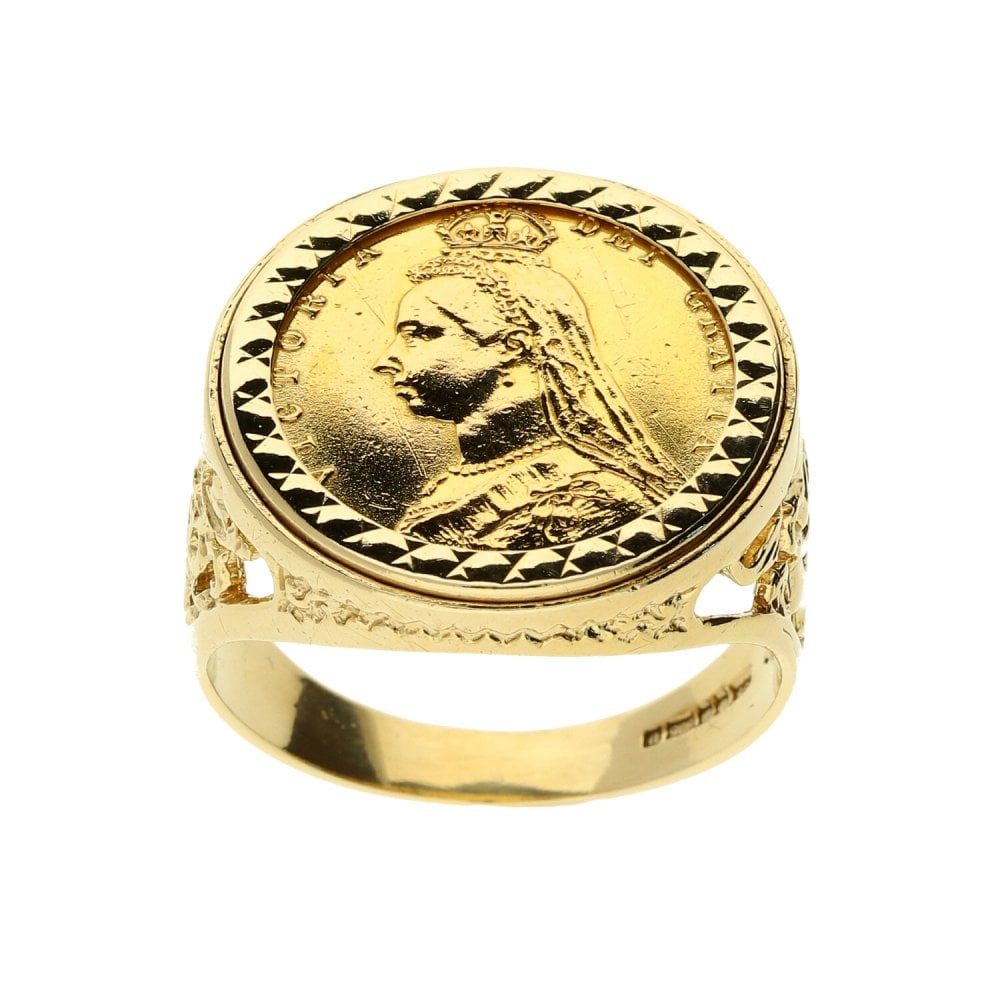 1892 Gold Half-Sovereign Ring - 9.9g