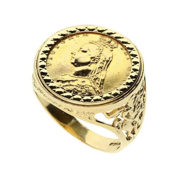 1892 Gold Half-Sovereign Ring - 9.9g