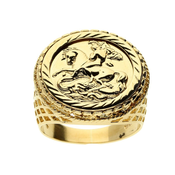 9ct Yellow Gold Saint George Ring – 10.2g