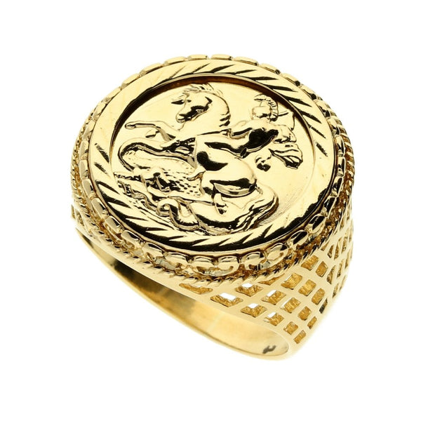 9ct Yellow Gold Saint George Ring – 10.2g