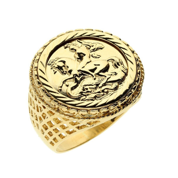 9ct Yellow Gold Saint George Ring – 10.2g