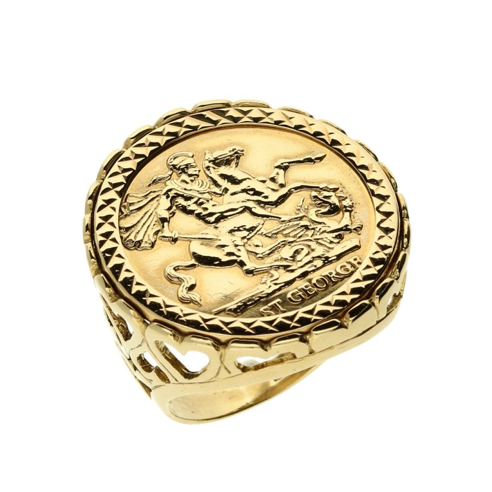 9ct Yellow Gold St George Ring - 7.4g
