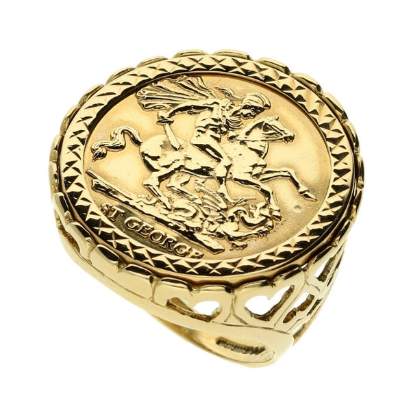 9ct Yellow Gold St George Ring - 7.4g