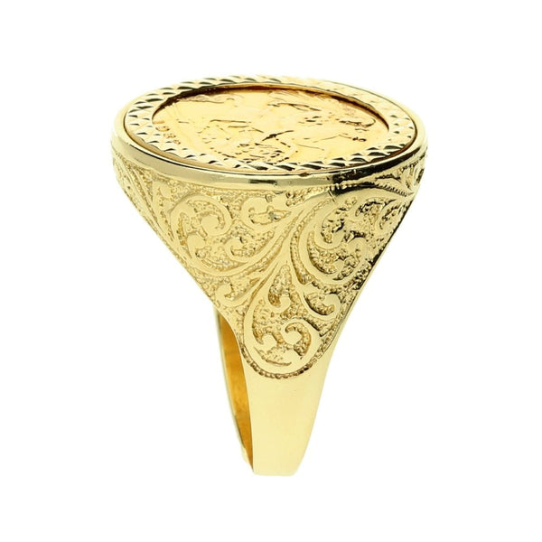 1982 Gold Half-Sovereign Ring - 10.4g