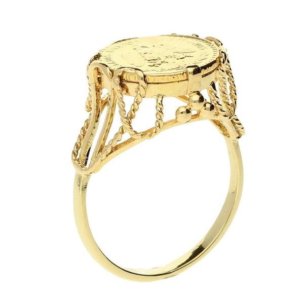 Mounted 9ct Dos Pesos Ring - 4.3g