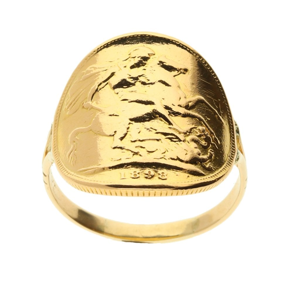 1898 Bent-Over Full Sovereign Ring - 8.9g