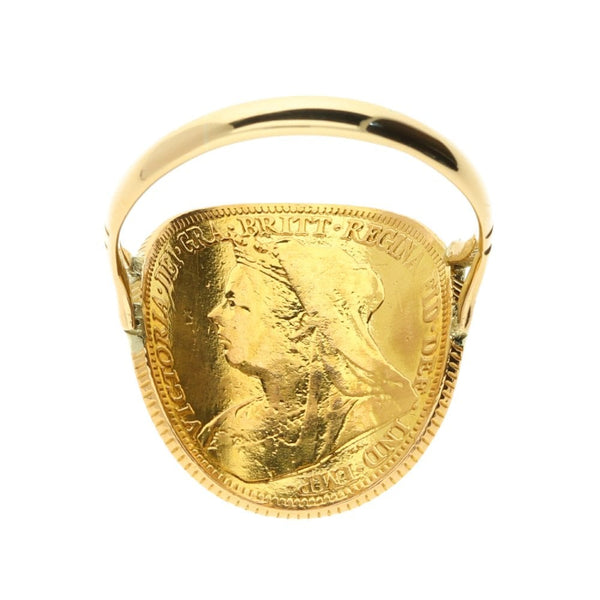 1898 Bent-Over Full Sovereign Ring - 8.9g