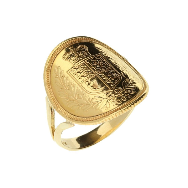 2002 Gold Bent Over Half-Sovereign Ring - 5.1g