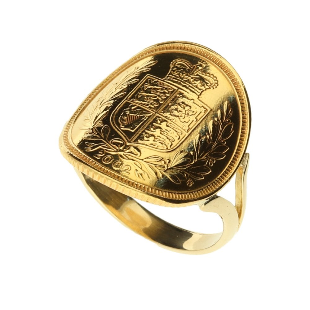 2002 Gold Bent Over Half-Sovereign Ring - 5.1g