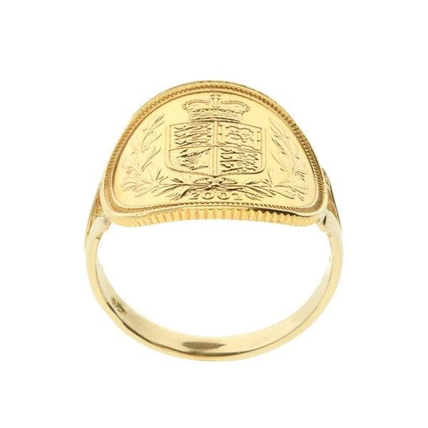 2002 Gold Bent Over Half-Sovereign Ring - 5.1g