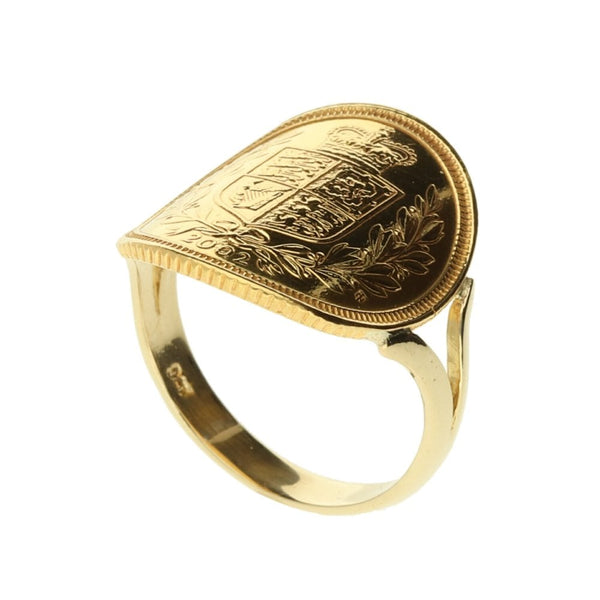 2002 Gold Bent Over Half-Sovereign Ring - 5.1g