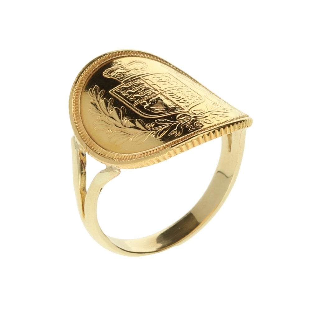 2002 Gold Bent Over Half-Sovereign Ring - 5.1g