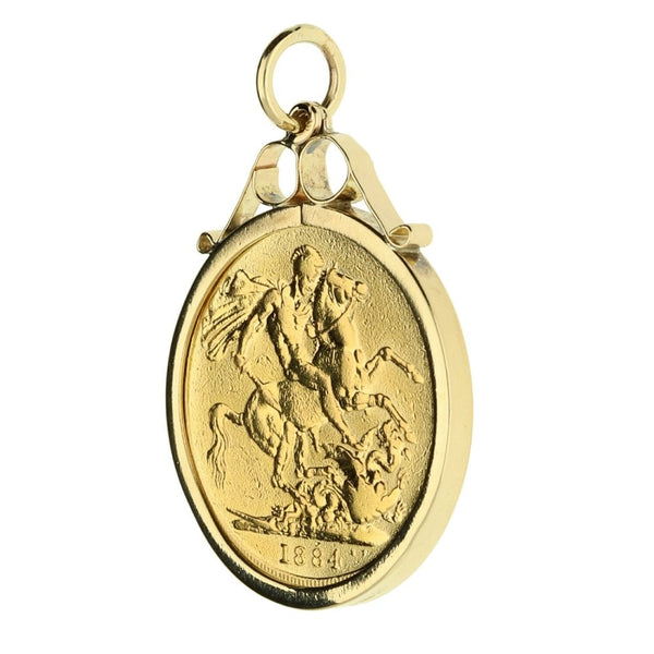 1884 Gold Full-Sovereign Pendant - 9.3g