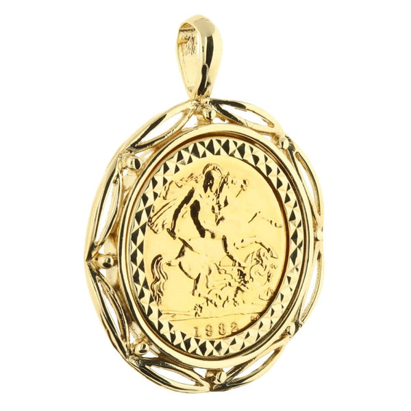 1982 Gold Half-Sovereign Pendant - 7.7g