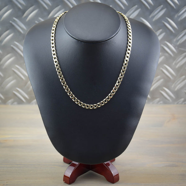 9ct Yellow Gold Gents 21-Inch Curb Chain - 32.4g