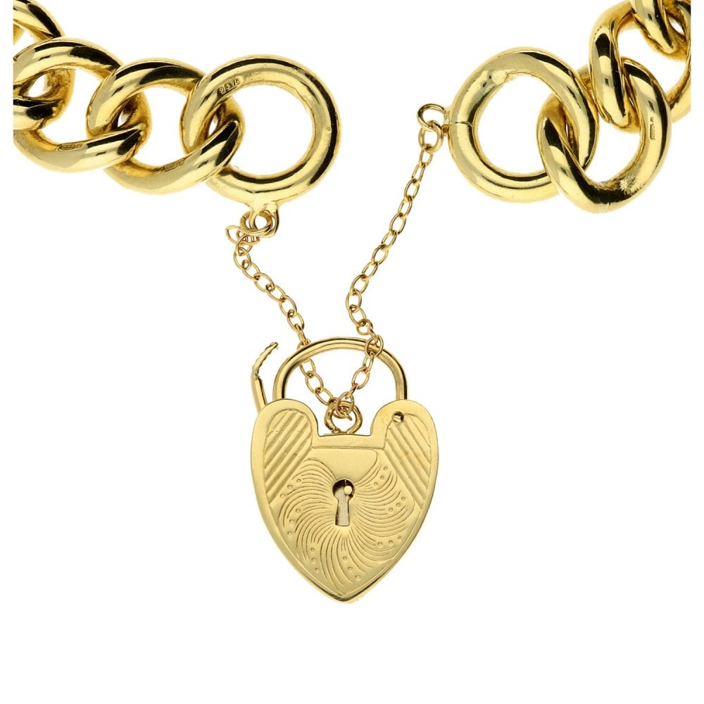 9ct Yellow Gold Heavy 7.5-Inch Ladies Curb Bracelet - 64.3g
