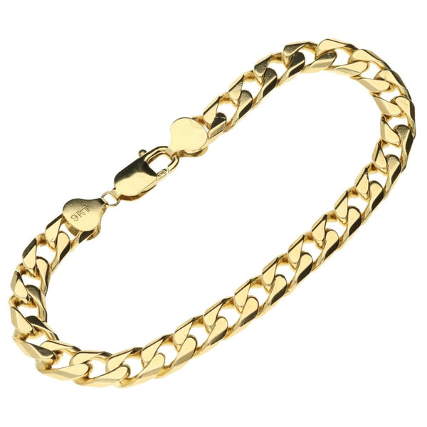 9ct Yellow Gold Gents 8.5-Inch Curb Bracelet - 26.2g