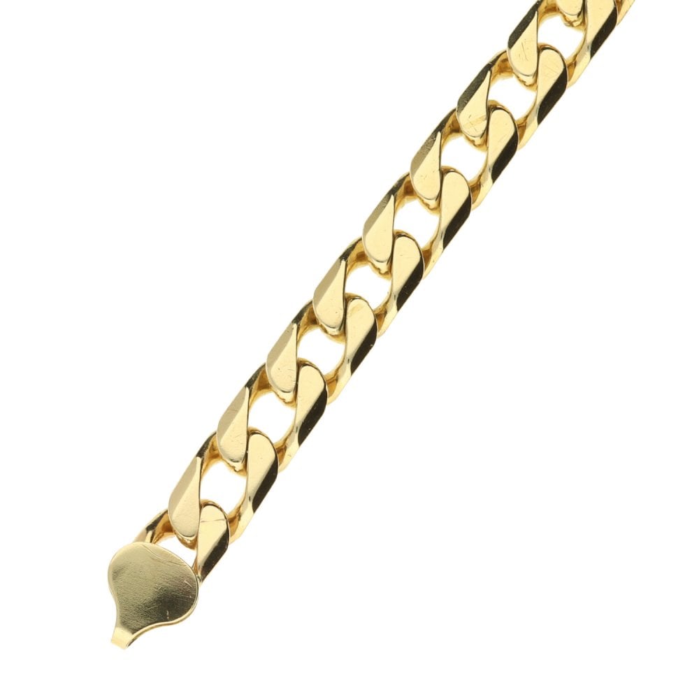 9ct Yellow Gold Gents 8.5-Inch Curb Bracelet - 26.2g