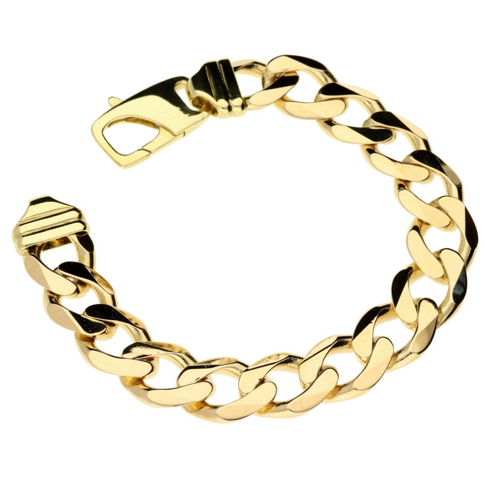 9ct Yellow Gold Gents 9-Inch Curb Bracelet - 69.6g