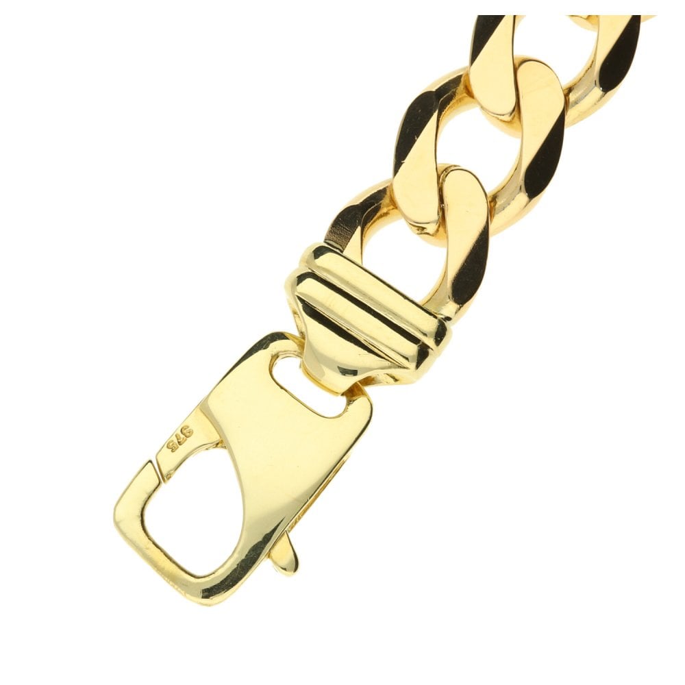 9ct Yellow Gold Gents 9-Inch Curb Bracelet - 69.6g