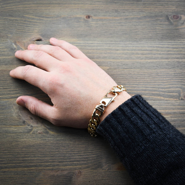 9ct Yellow Gold Gents 9-Inch Curb Bracelet  - 60.8g