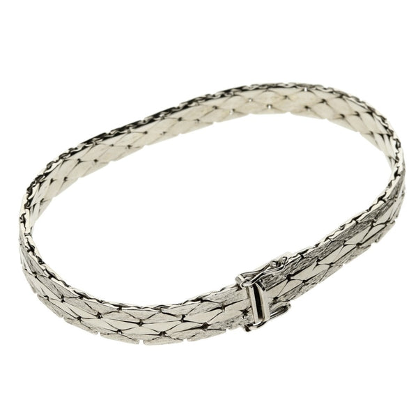 14ct White Gold 7.5-Inch Cobra Bracelet - 28.3g