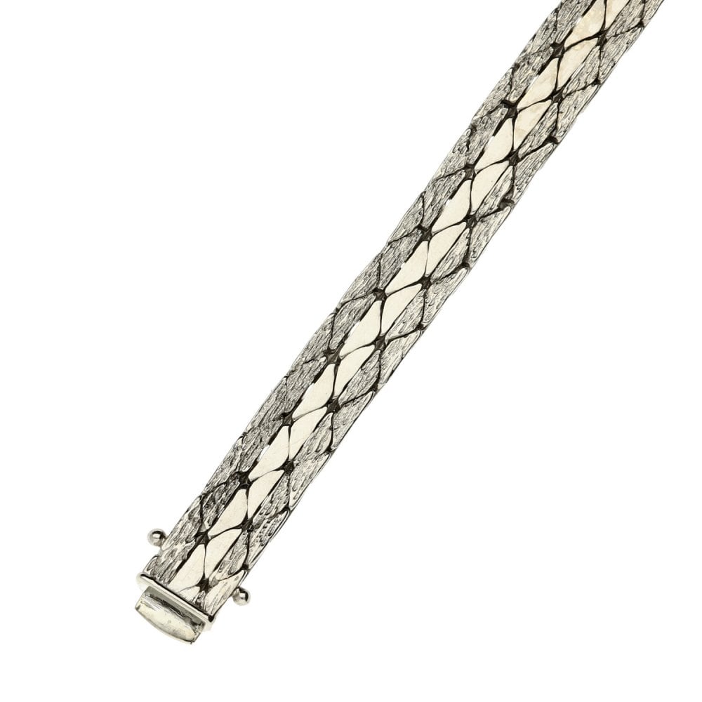 14ct White Gold 7.5-Inch Cobra Bracelet - 28.3g