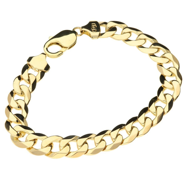 9ct Yellow Gold Gents 8-Inch Curb Bracelet - 28g