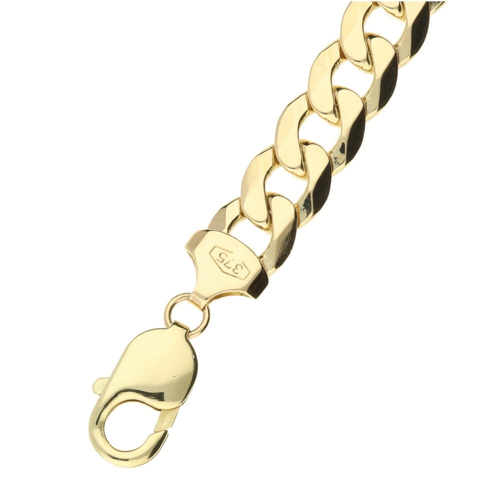 9ct Yellow Gold Gents 8-Inch Curb Bracelet - 28g