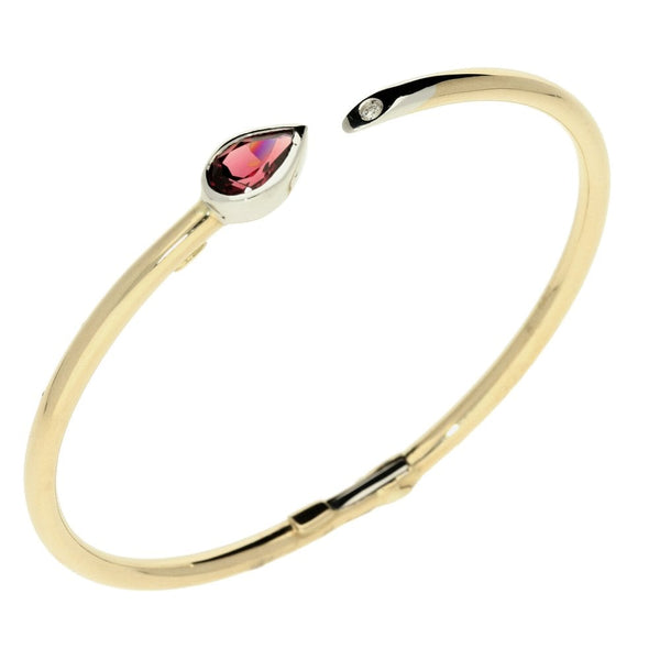 9ct Yellow Gold Garnet & Diamond Bangle