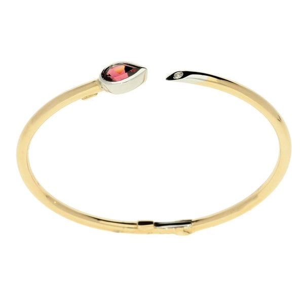 9ct Yellow Gold Garnet & Diamond Bangle