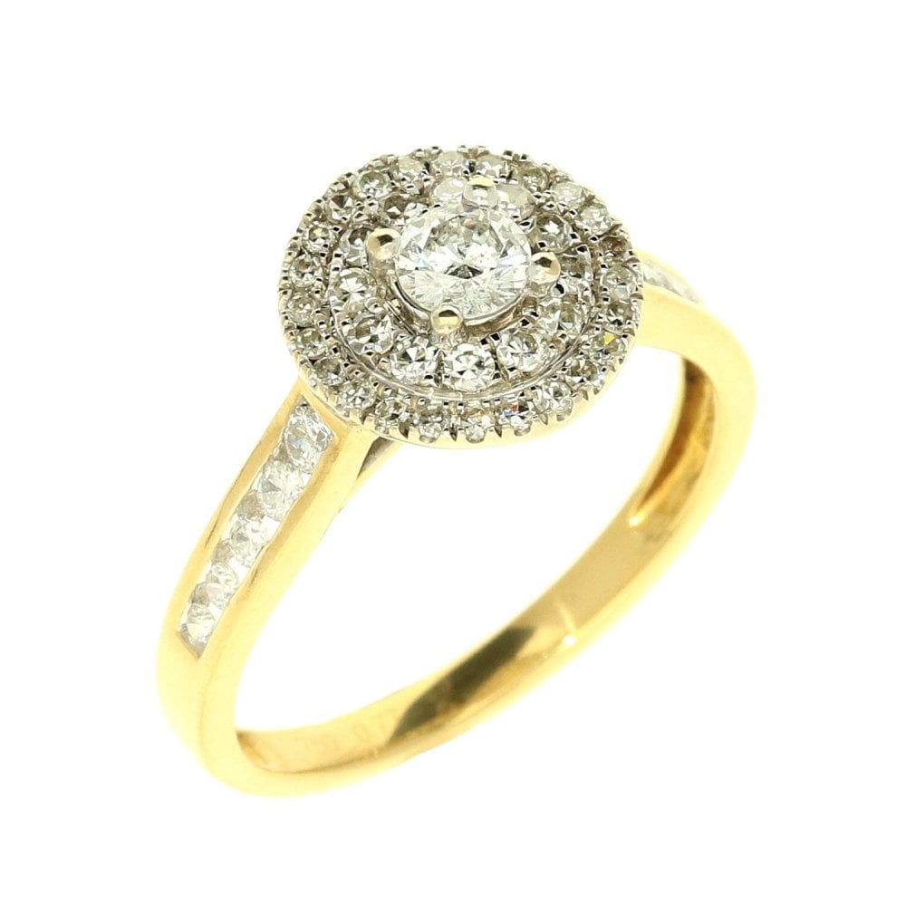 Beautiful 18ct Yellow Gold Halo Style Engagement Ring - 0.77ct
