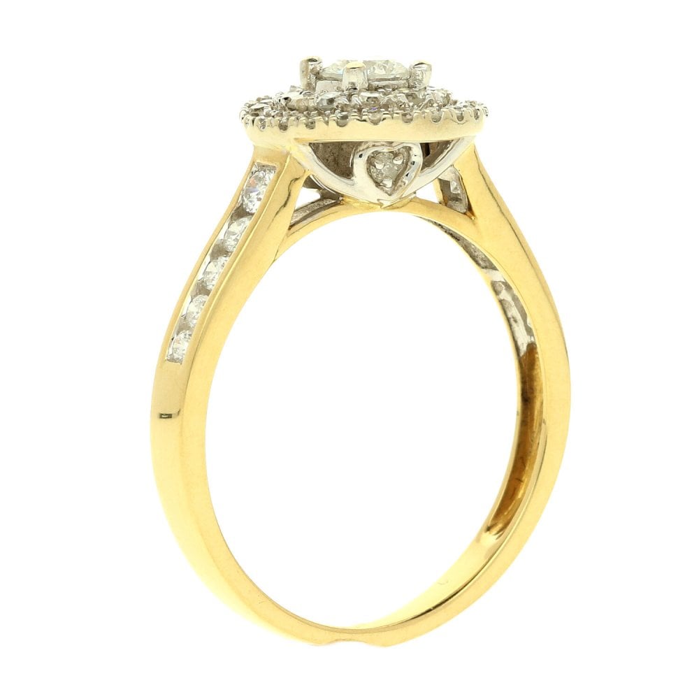 Beautiful 18ct Yellow Gold Halo Style Engagement Ring - 0.77ct